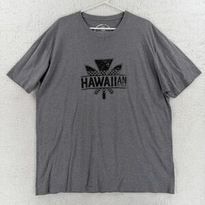 Hawaiian Style Shirt Mens 2XL Gray Hawaii Leaf Logo Graphic Tee Casual Tee